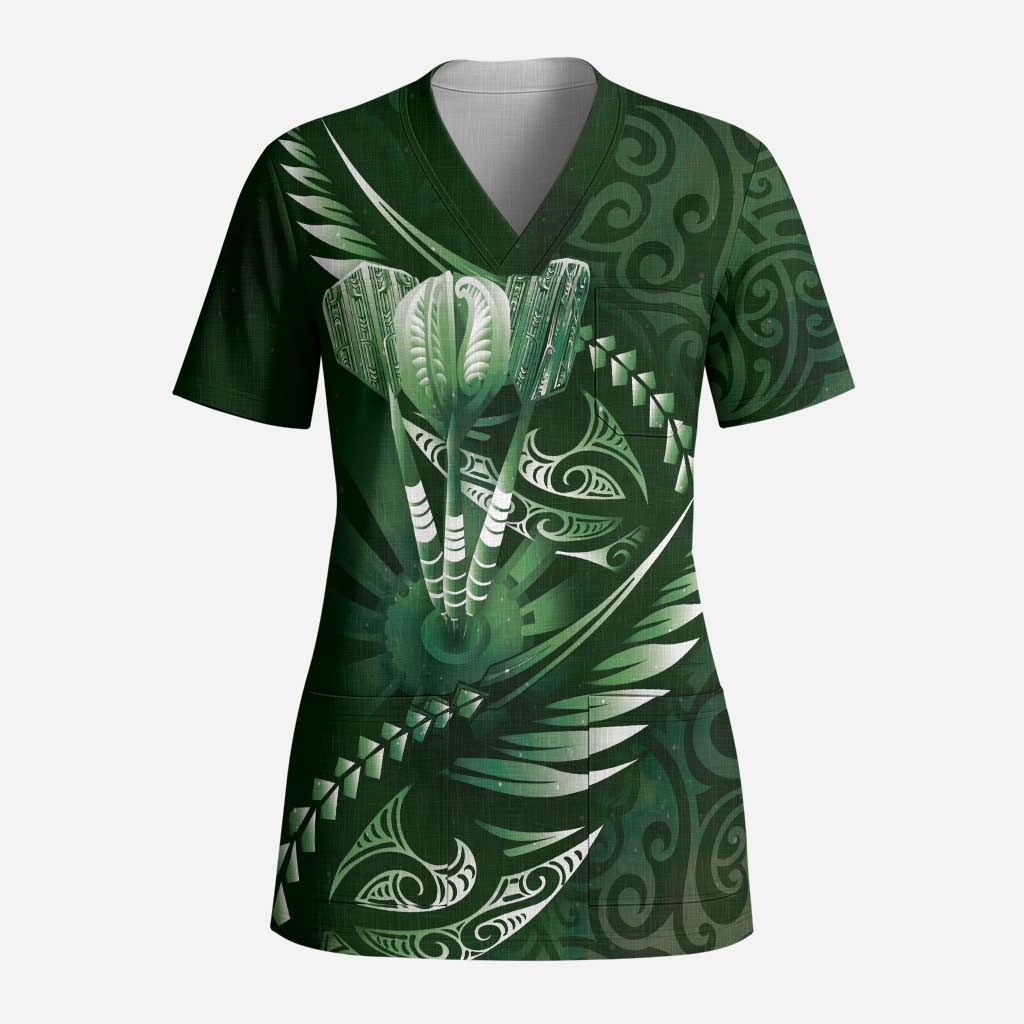Personalised All Green New Zealand Darts Scrub Top Aoteroa Fern Maori Galaxy Style - Aussie Hoodie