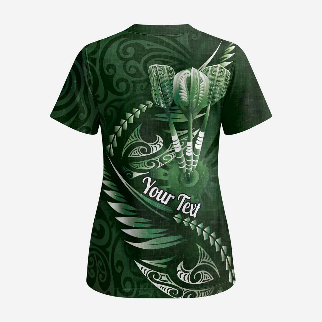 Personalised All Green New Zealand Darts Scrub Top Aoteroa Fern Maori Galaxy Style - Aussie Hoodie