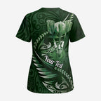 Personalised All Green New Zealand Darts Scrub Top Aoteroa Fern Maori Galaxy Style - Aussie Hoodie