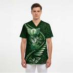 Personalised All Green New Zealand Darts Scrub Top Aoteroa Fern Maori Galaxy Style - Aussie Hoodie