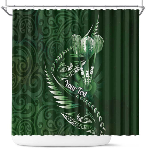 Personalised All Green New Zealand Darts Shower Curtain Aoteroa Fern Maori Galaxy Style