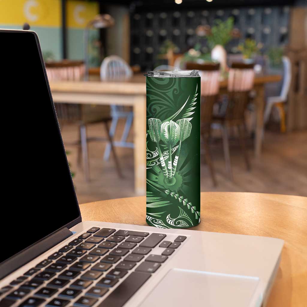 All Green New Zealand Darts Skinny Tumbler Aoteroa Fern Maori Galaxy Style