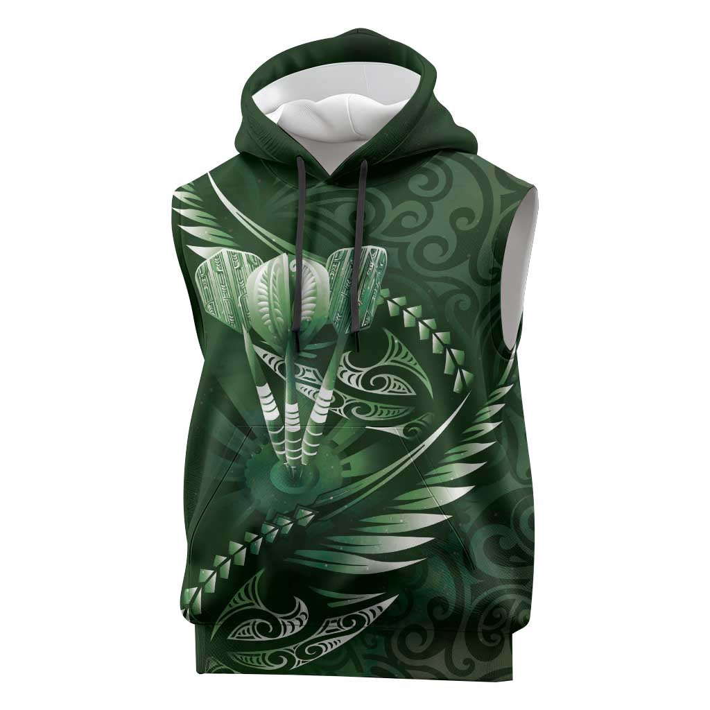 Personalised All Green New Zealand Darts Sleeveless Hoodie Aoteroa Fern Maori Galaxy Style - Aussie Hoodie