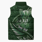 Personalised All Green New Zealand Darts Sleeveless Puffer Jacket Aoteroa Fern Maori Galaxy Style - Aussie Hoodie