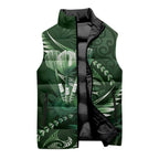 Personalised All Green New Zealand Darts Sleeveless Puffer Jacket Aoteroa Fern Maori Galaxy Style - Aussie Hoodie