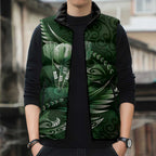 Personalised All Green New Zealand Darts Sleeveless Puffer Jacket Aoteroa Fern Maori Galaxy Style - Aussie Hoodie