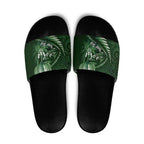 Personalised All Green New Zealand Darts Slide Sandals Aoteroa Fern Maori Galaxy Style - Aussie Hoodie