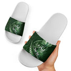 Personalised All Green New Zealand Darts Slide Sandals Aoteroa Fern Maori Galaxy Style - Aussie Hoodie