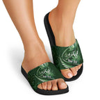 Personalised All Green New Zealand Darts Slide Sandals Aoteroa Fern Maori Galaxy Style - Aussie Hoodie