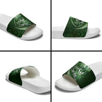 Personalised All Green New Zealand Darts Slide Sandals Aoteroa Fern Maori Galaxy Style - Aussie Hoodie