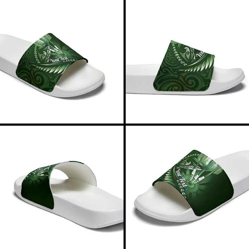 Personalised All Green New Zealand Darts Slide Sandals Aoteroa Fern Maori Galaxy Style - Aussie Hoodie