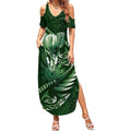 Personalised All Green New Zealand Darts Summer Maxi Dress Aoteroa Fern Maori Galaxy Style