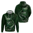 Personalised All Green New Zealand Darts Zip Hoodie Aoteroa Fern Maori Galaxy Style