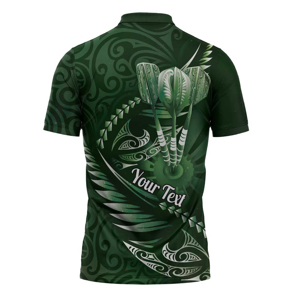 Personalised All Green New Zealand Darts Zipper Polo Shirt Aoteroa Fern Maori Galaxy Style - Aussie Hoodie