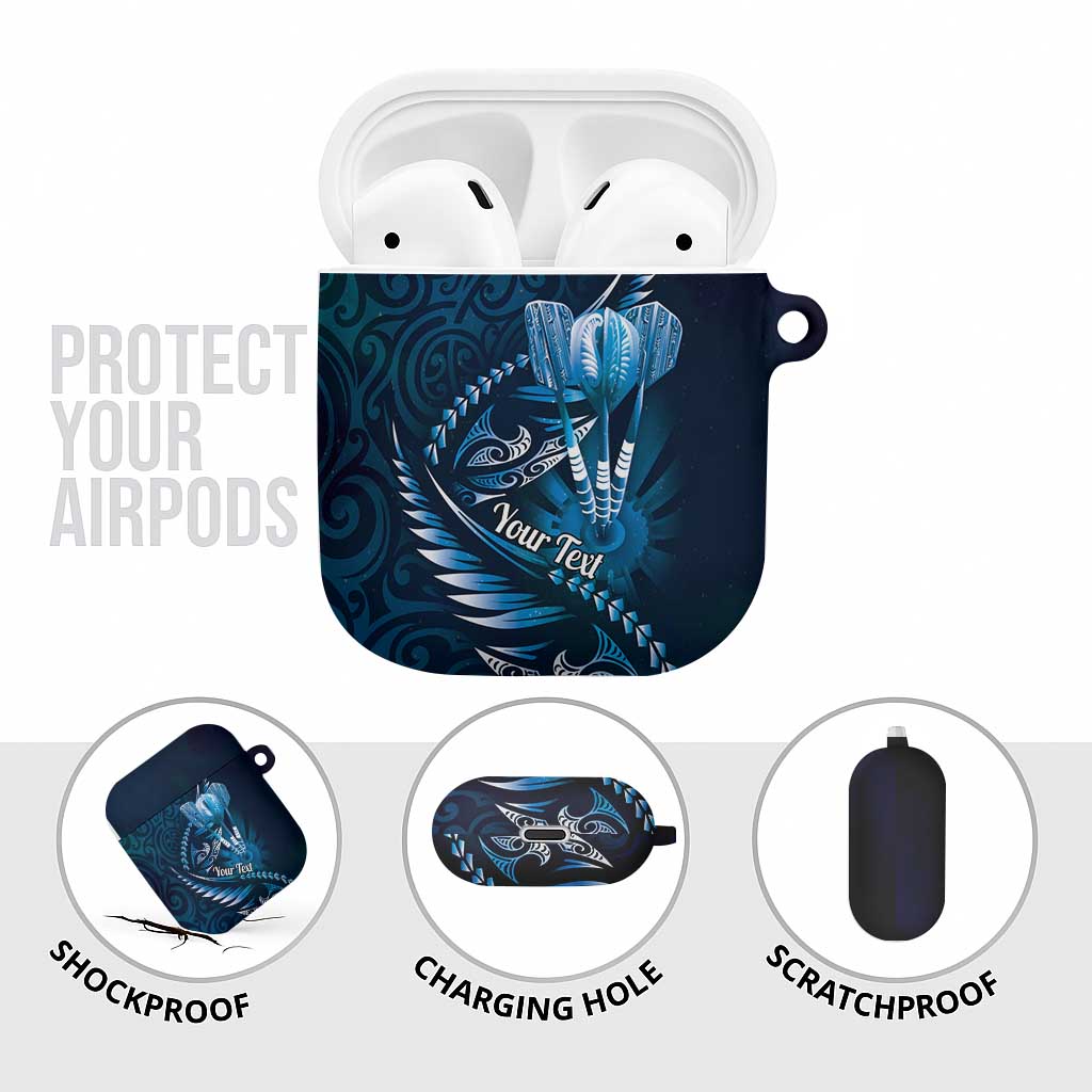Personalised All Blue New Zealand Darts AirPods Case Aoteroa Fern Maori Galaxy Style - Aussie Hoodie