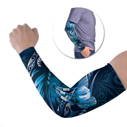 Personalised All Blue New Zealand Darts Arm Sleeves Aoteroa Fern Maori Galaxy Style - Aussie Hoodie