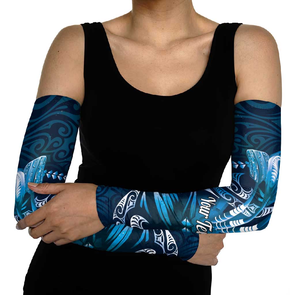 Personalised All Blue New Zealand Darts Arm Sleeves Aoteroa Fern Maori Galaxy Style - Aussie Hoodie