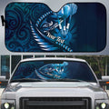 Personalised All Blue New Zealand Darts Auto Sun Shade Aoteroa Fern Maori Galaxy Style - Aussie Hoodie