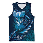 Personalised All Blue New Zealand Darts Basketball Jersey Aoteroa Fern Maori Galaxy Style - Aussie Hoodie