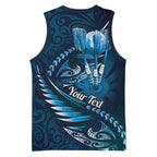 Personalised All Blue New Zealand Darts Basketball Jersey Aoteroa Fern Maori Galaxy Style - Aussie Hoodie