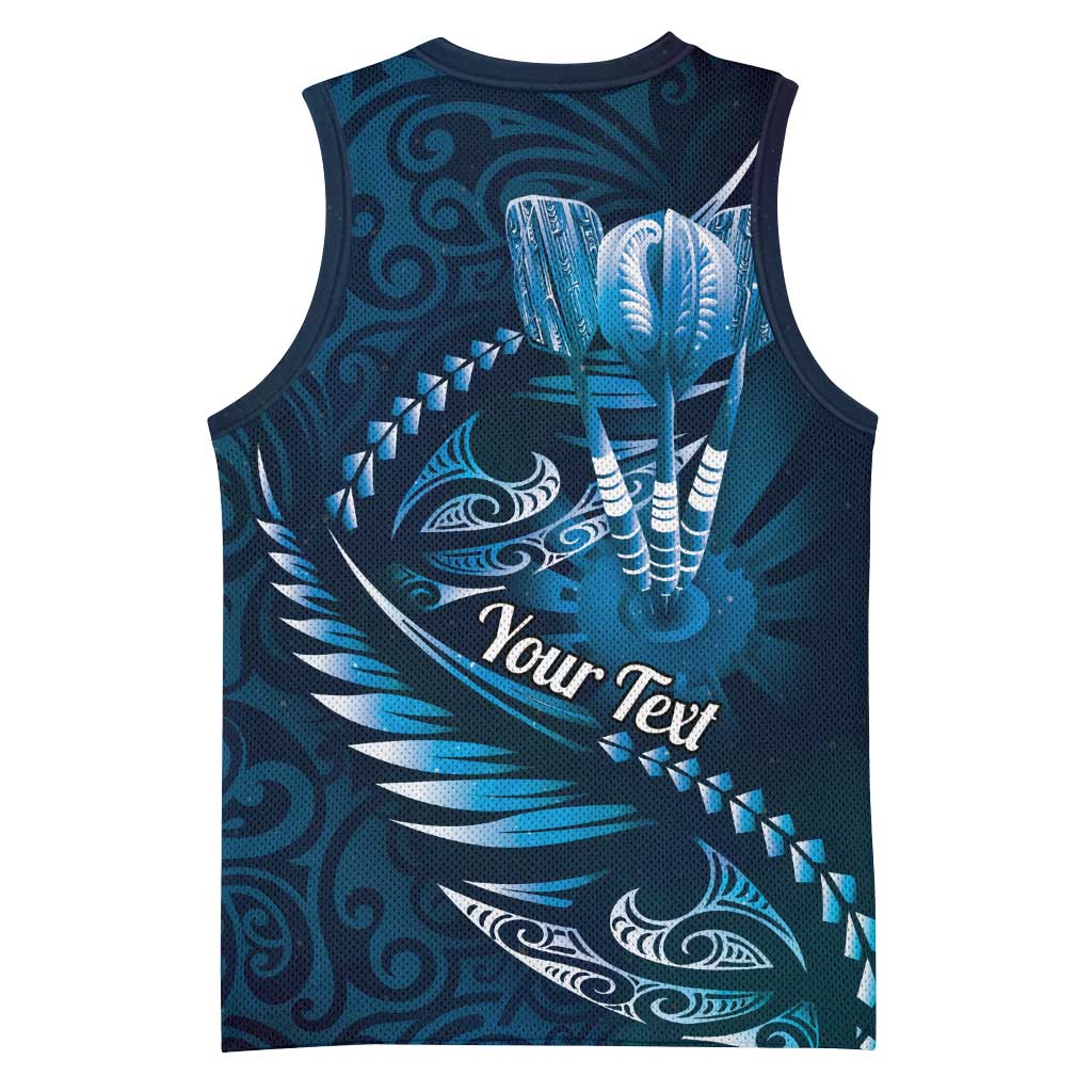 Personalised All Blue New Zealand Darts Basketball Jersey Aoteroa Fern Maori Galaxy Style - Aussie Hoodie
