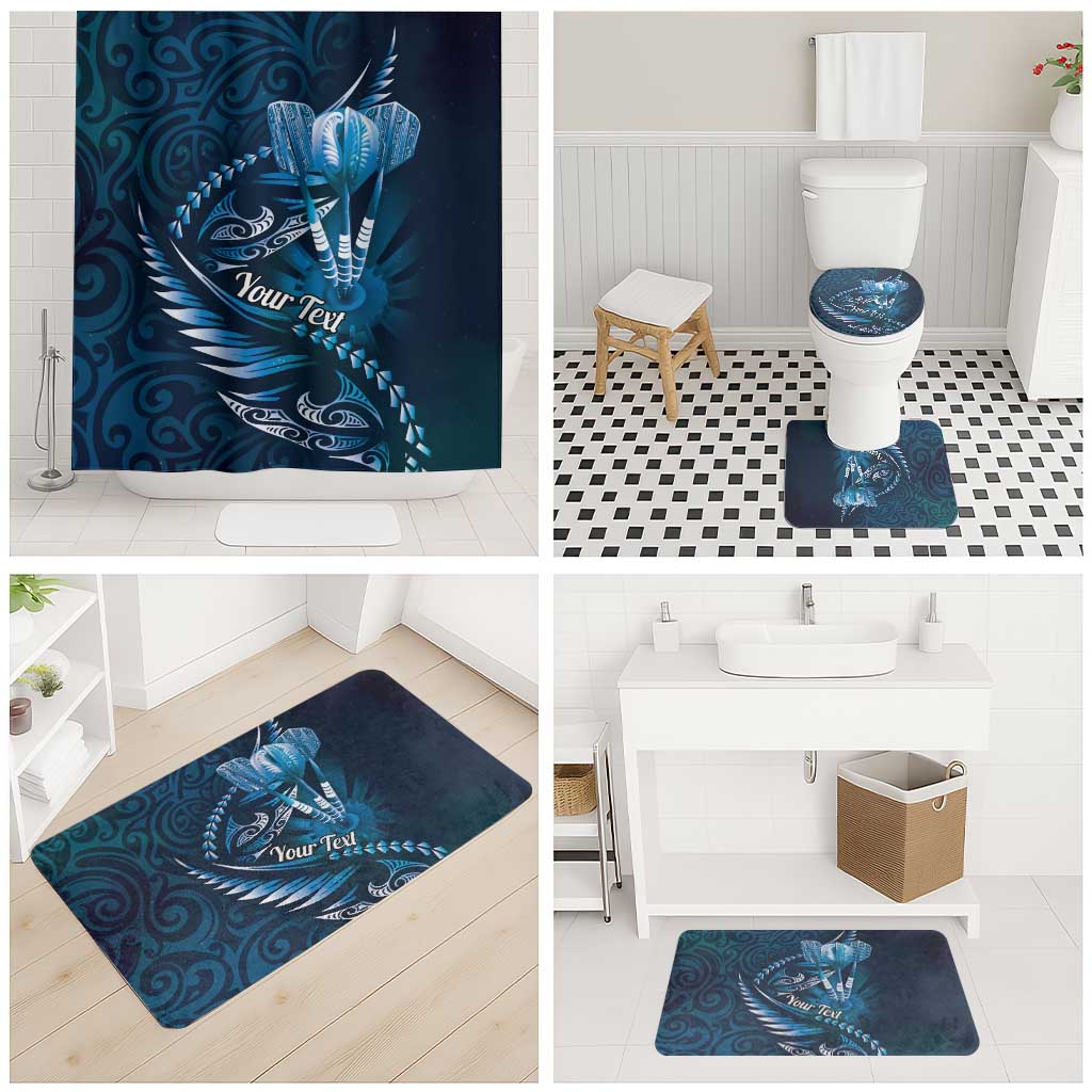 Personalised All Blue New Zealand Darts Bathroom Set Aoteroa Fern Maori Galaxy Style - Aussie Hoodie