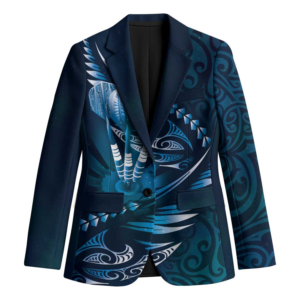 Personalised All Blue New Zealand Darts Blazer Aoteroa Fern Maori Galaxy Style - Aussie Hoodie
