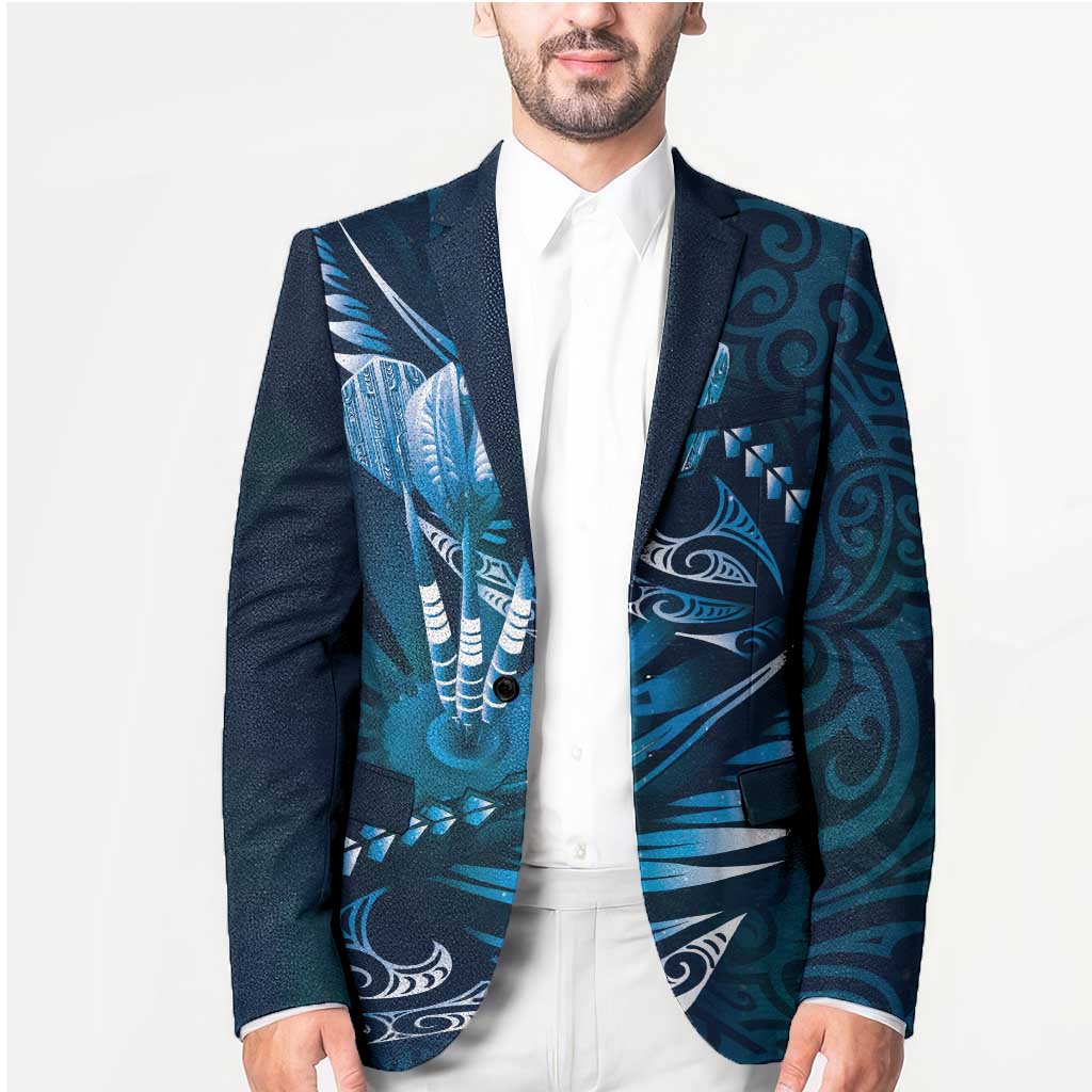 Personalised All Blue New Zealand Darts Blazer Aoteroa Fern Maori Galaxy Style - Aussie Hoodie
