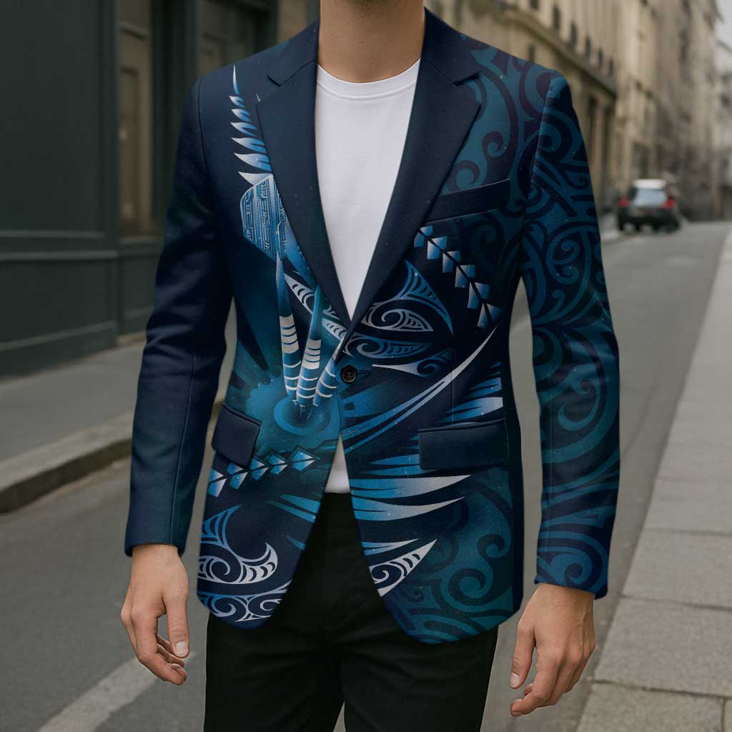 Personalised All Blue New Zealand Darts Blazer Aoteroa Fern Maori Galaxy Style - Aussie Hoodie