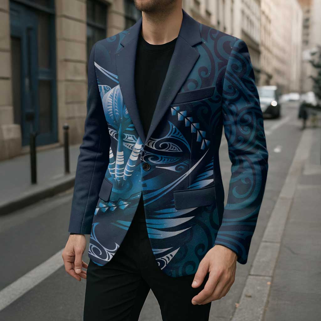 Personalised All Blue New Zealand Darts Blazer Aoteroa Fern Maori Galaxy Style - Aussie Hoodie