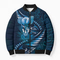 Personalised All Blue New Zealand Darts Bomber Puffer Jacket Aoteroa Fern Maori Galaxy Style - Aussie Hoodie