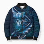 Personalised All Blue New Zealand Darts Bomber Puffer Jacket Aoteroa Fern Maori Galaxy Style - Aussie Hoodie