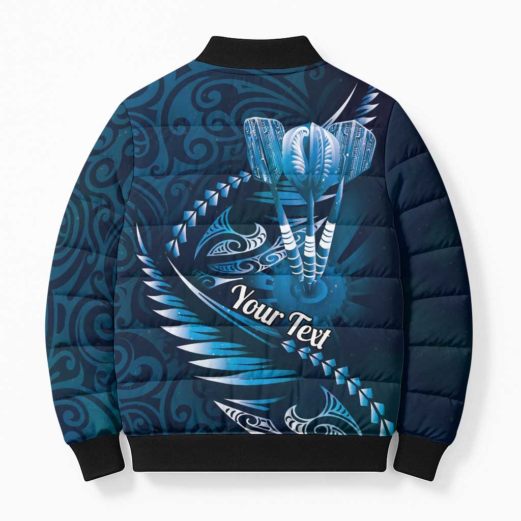 Personalised All Blue New Zealand Darts Bomber Puffer Jacket Aoteroa Fern Maori Galaxy Style - Aussie Hoodie