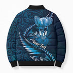 Personalised All Blue New Zealand Darts Bomber Puffer Jacket Aoteroa Fern Maori Galaxy Style - Aussie Hoodie