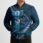 Personalised All Blue New Zealand Darts Bomber Puffer Jacket Aoteroa Fern Maori Galaxy Style - Aussie Hoodie