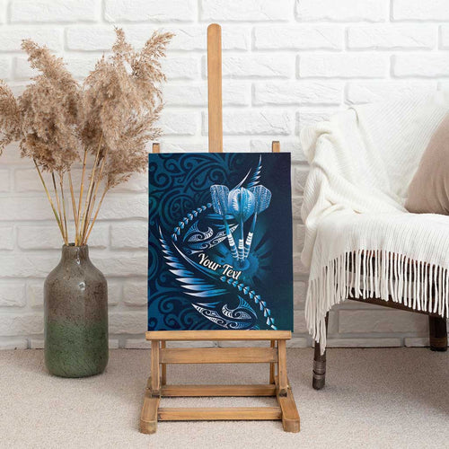 Personalised All Blue New Zealand Darts Canvas Wall Art Aoteroa Fern Maori Galaxy Style