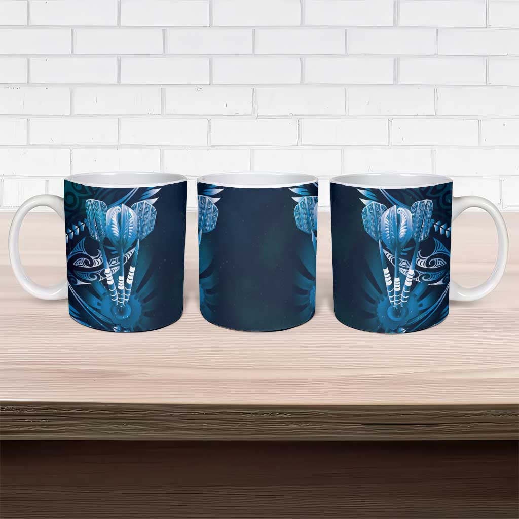All Blue New Zealand Darts Ceramic Mug Aoteroa Fern Maori Galaxy Style - Aussie Hoodie