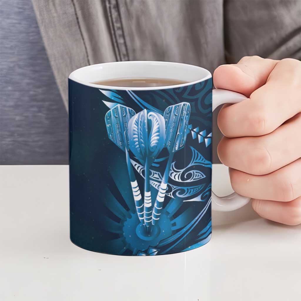 All Blue New Zealand Darts Ceramic Mug Aoteroa Fern Maori Galaxy Style - Aussie Hoodie