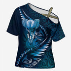 Personalised All Blue New Zealand Darts Cross Shoulder Shirt Aoteroa Fern Maori Galaxy Style - Aussie Hoodie