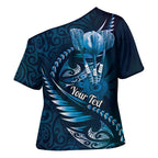 Personalised All Blue New Zealand Darts Cross Shoulder Shirt Aoteroa Fern Maori Galaxy Style - Aussie Hoodie