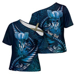 Personalised All Blue New Zealand Darts Cross Shoulder Shirt Aoteroa Fern Maori Galaxy Style - Aussie Hoodie