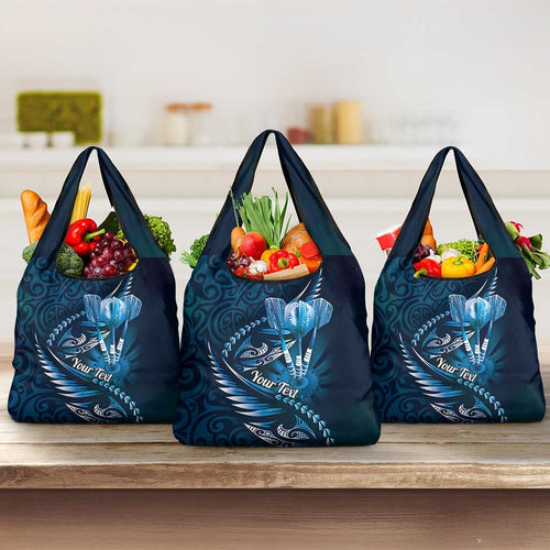 Personalised All Blue New Zealand Darts Grocery Bag Aoteroa Fern Maori Galaxy Style