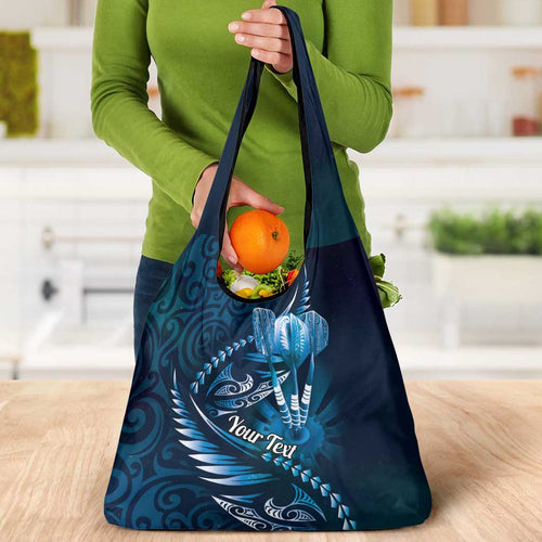 Personalised All Blue New Zealand Darts Grocery Bag Aoteroa Fern Maori Galaxy Style