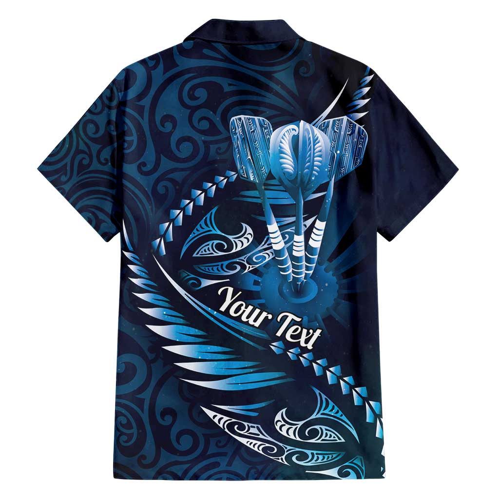 Personalised All Blue New Zealand Darts Hawaiian Shirt Aoteroa Fern Maori Galaxy Style