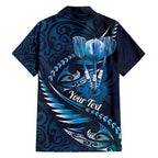 Personalised All Blue New Zealand Darts Hawaiian Shirt Aoteroa Fern Maori Galaxy Style