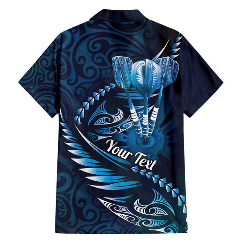 Personalised All Blue New Zealand Darts Hawaiian Shirt Aoteroa Fern Maori Galaxy Style