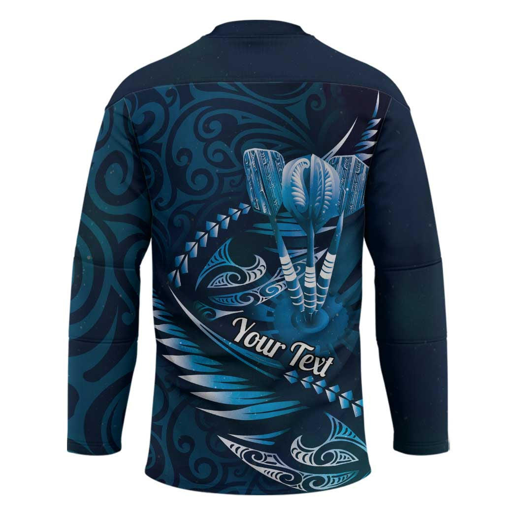 Personalised All Blue New Zealand Darts Hockey Jersey Aoteroa Fern Maori Galaxy Style - Aussie Hoodie