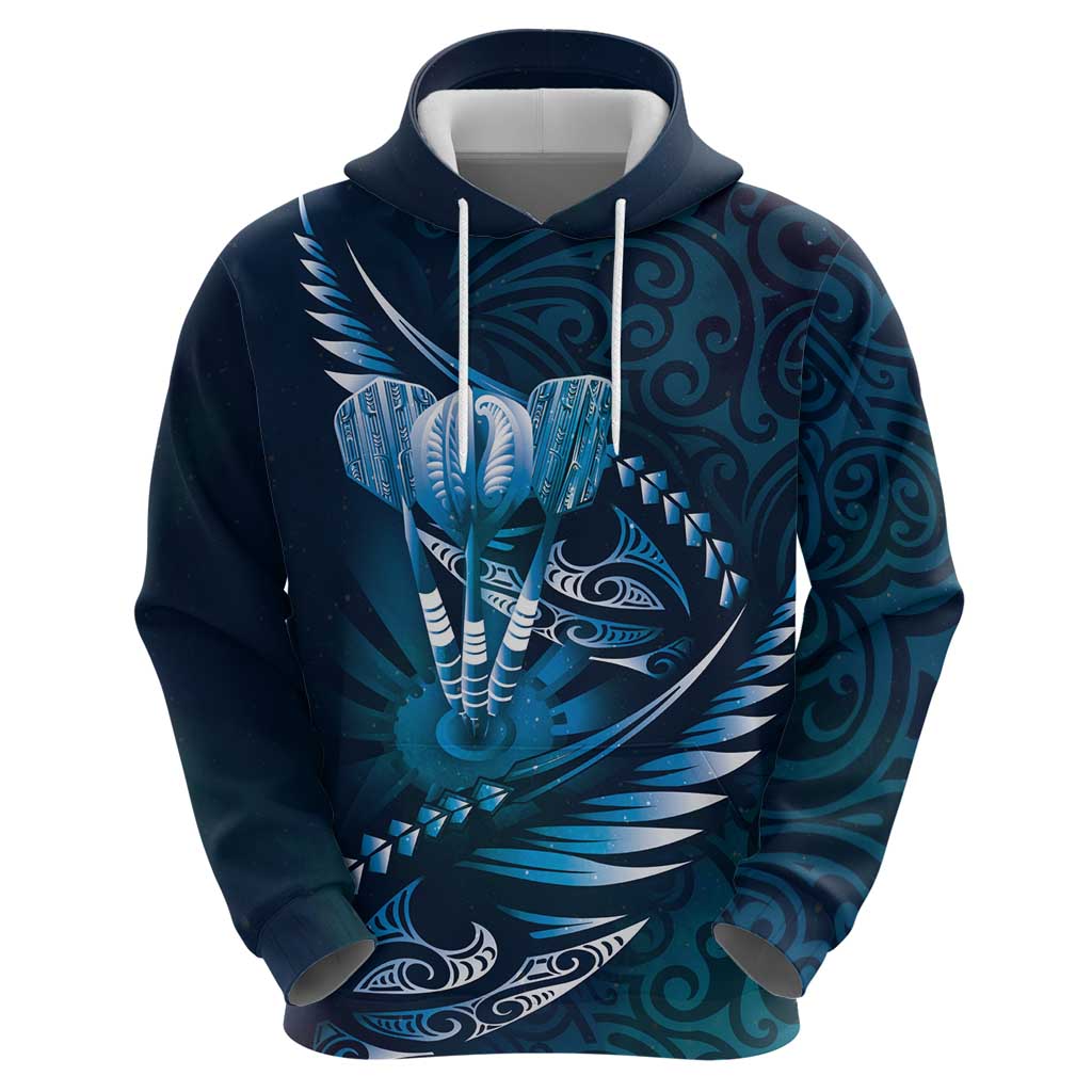 Personalised All Blue New Zealand Darts Hoodie Aoteroa Fern Maori Galaxy Style