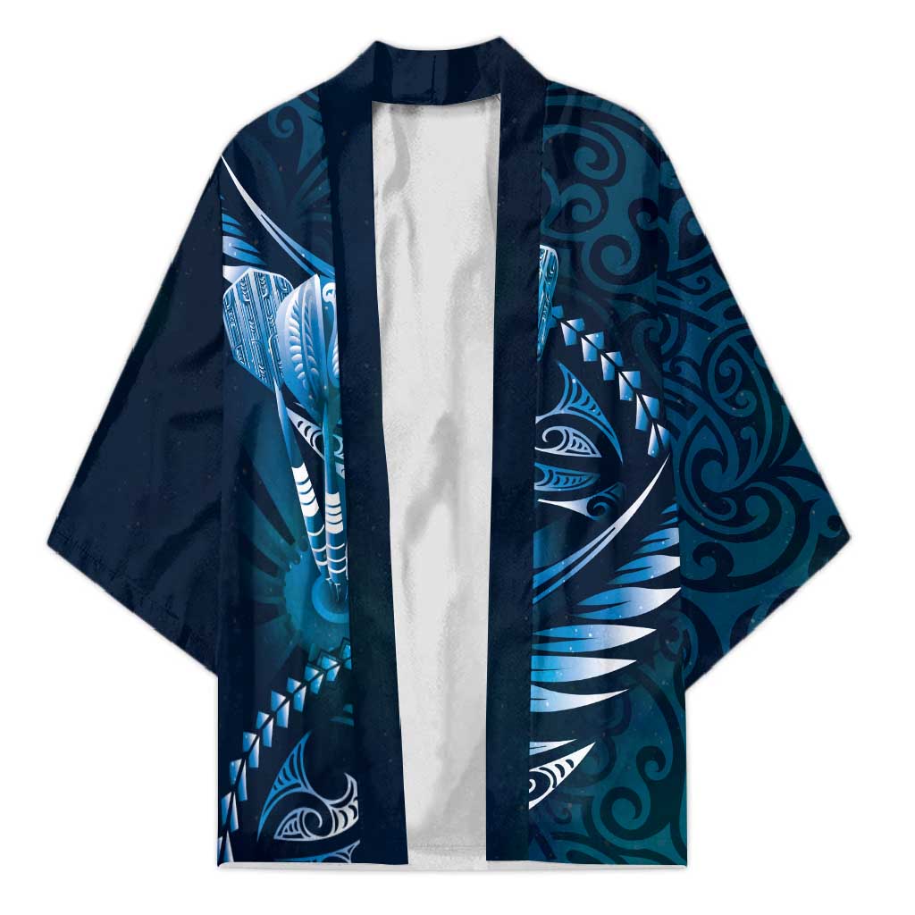 Personalised All Blue New Zealand Darts Kimono Aoteroa Fern Maori Galaxy Style - Aussie Hoodie