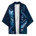 Personalised All Blue New Zealand Darts Kimono Aoteroa Fern Maori Galaxy Style - Aussie Hoodie